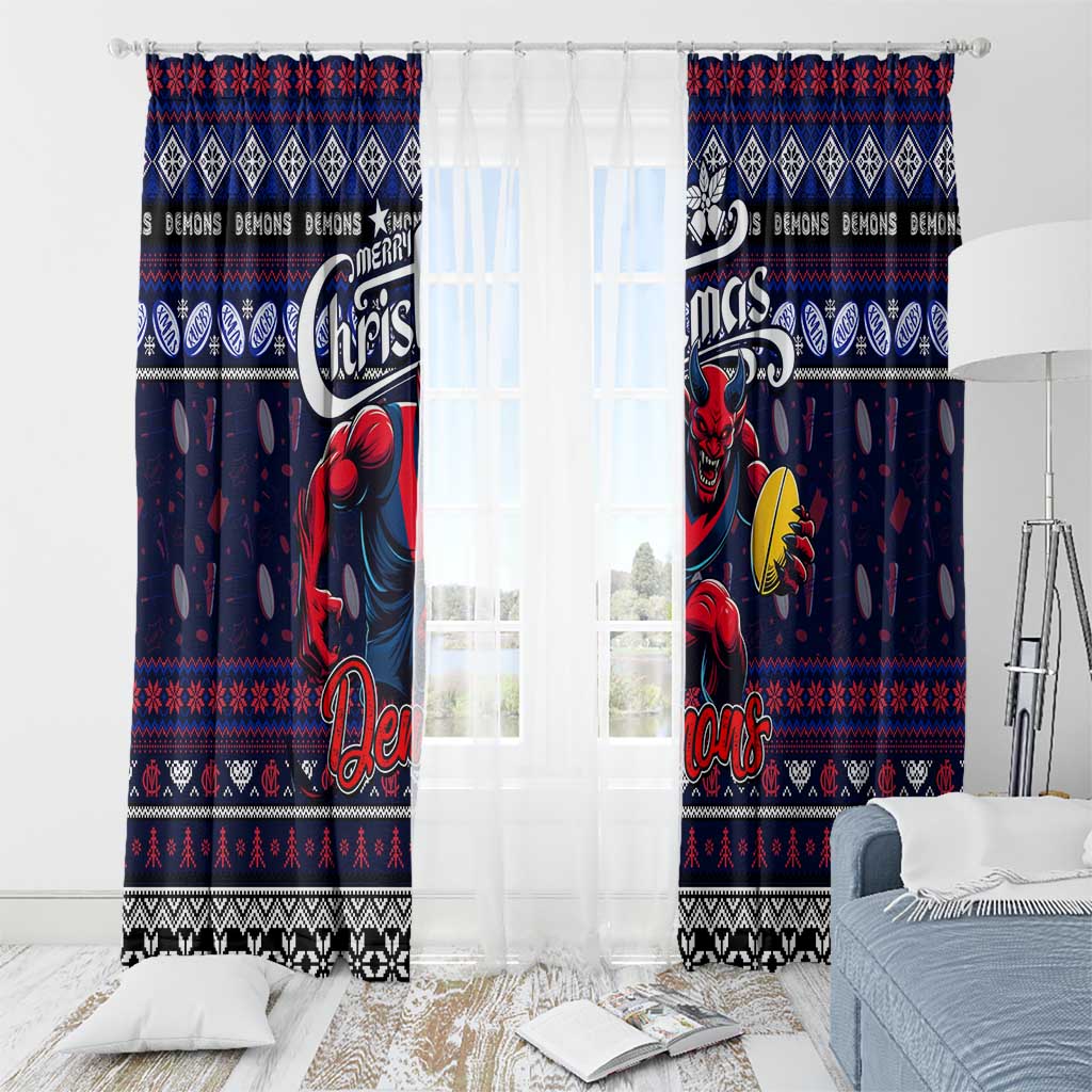 Demons Football Xmas Window Curtain Australia AFL Mascot
