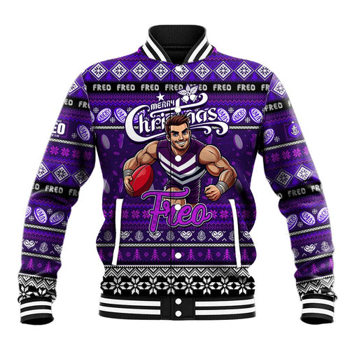 Personalized Freo Rugby Xmas Baseball Jacket Australia AFL Mascot