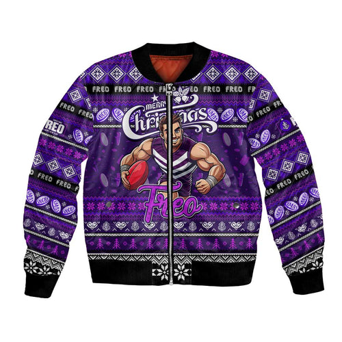 Personalized Freo Rugby Xmas Bomber Jacket Australia AFL Mascot