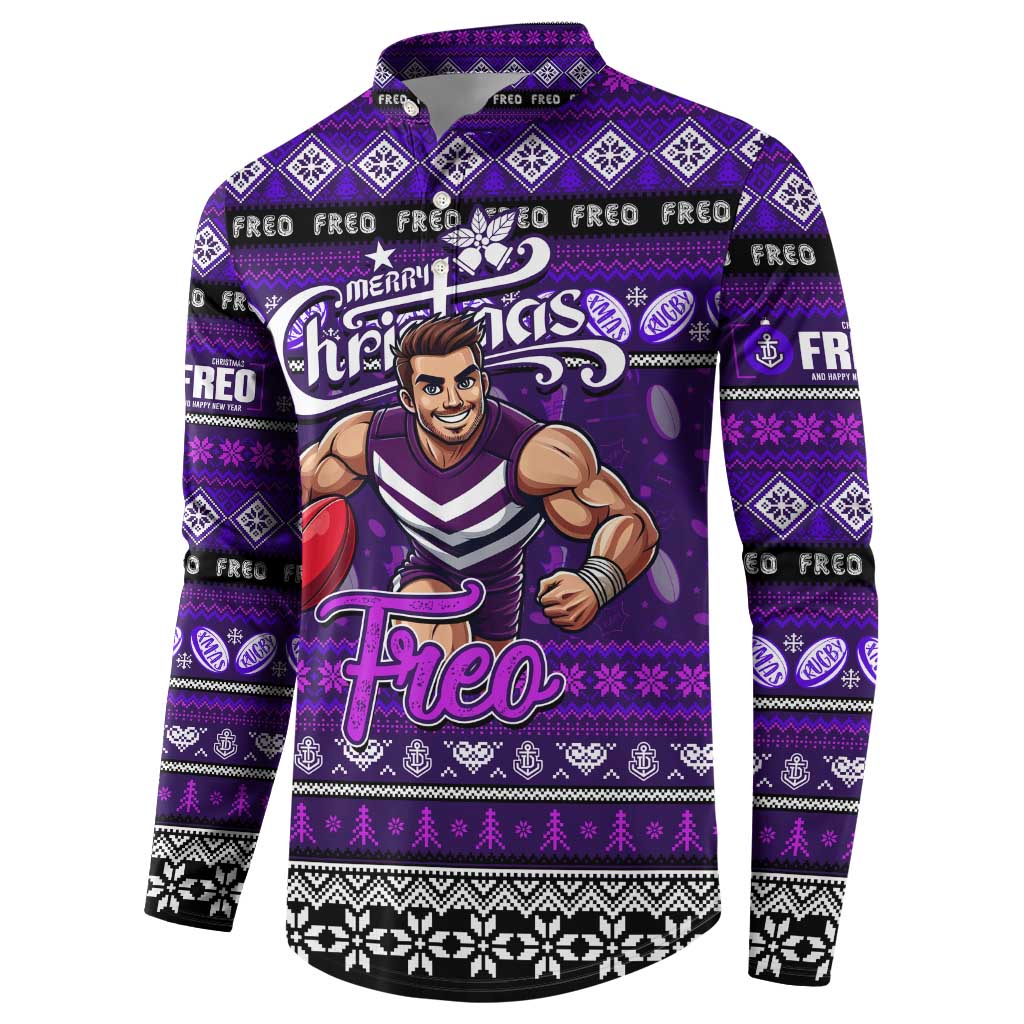 Personalized Freo Rugby Xmas Button Sweatshirt Australia AFL Mascot