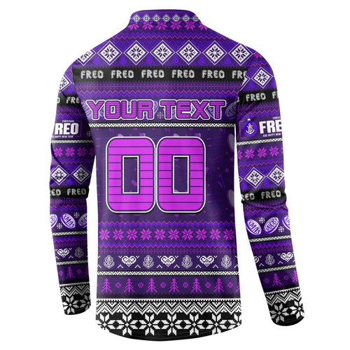 Personalized Freo Rugby Xmas Button Sweatshirt Australia AFL Mascot