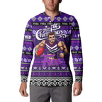 Personalized Freo Rugby Xmas Button Sweatshirt Australia AFL Mascot