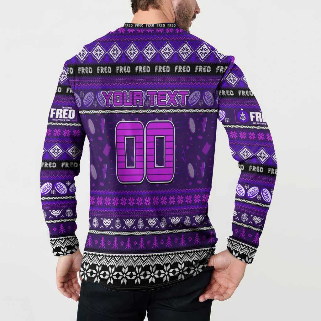 Personalized Freo Rugby Xmas Button Sweatshirt Australia AFL Mascot
