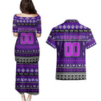 Personalized Freo Rugby Xmas Couples Matching Puletasi and Hawaiian Shirt Australia AFL Mascot