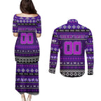 Personalized Freo Rugby Xmas Couples Matching Puletasi and Long Sleeve Button Shirt Australia AFL Mascot