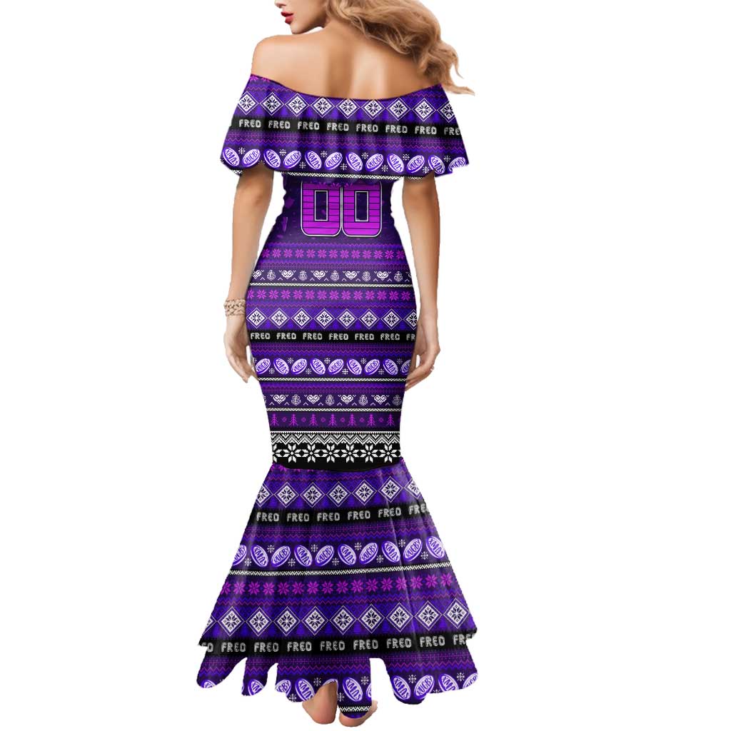 Personalized Freo Rugby Xmas Family Matching Mermaid Dress and Hawaiian Shirt Australia AFL Mascot