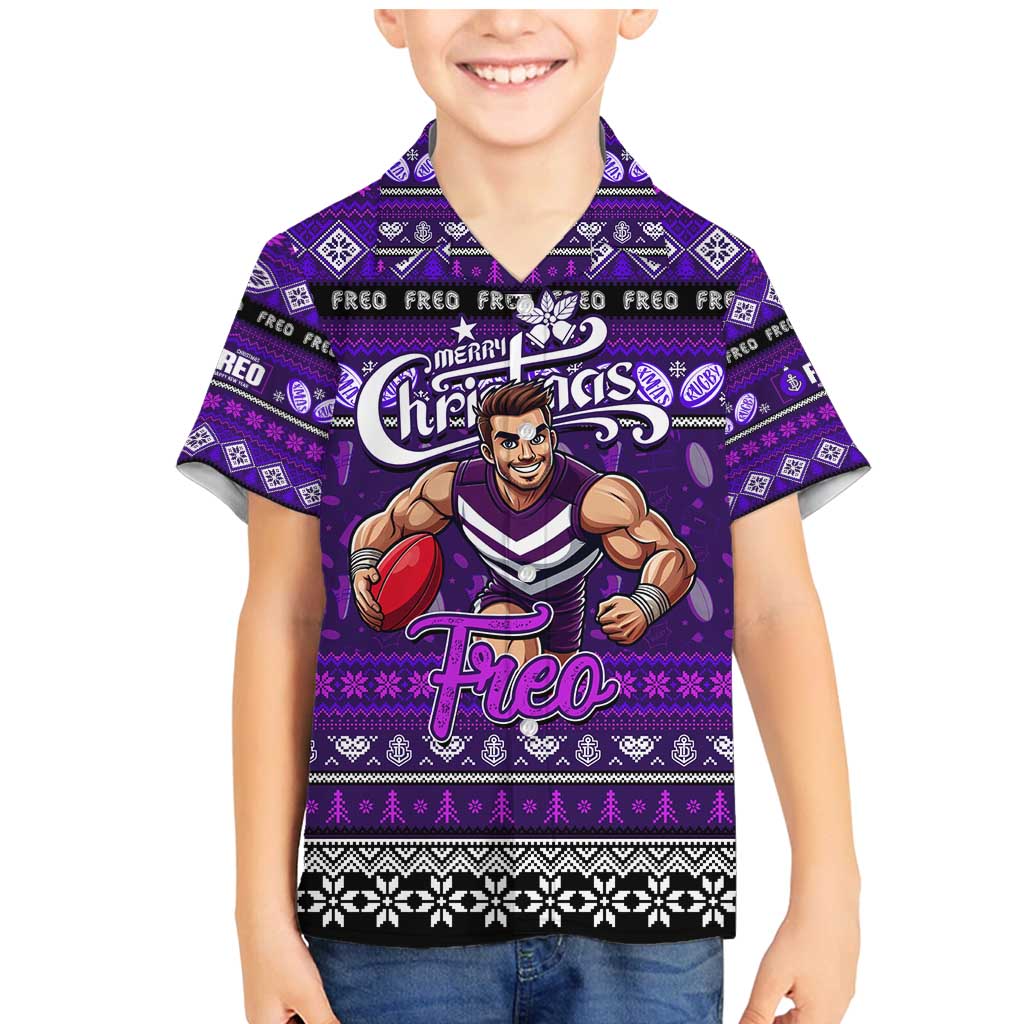 Personalized Freo Rugby Xmas Family Matching Mermaid Dress and Hawaiian Shirt Australia AFL Mascot