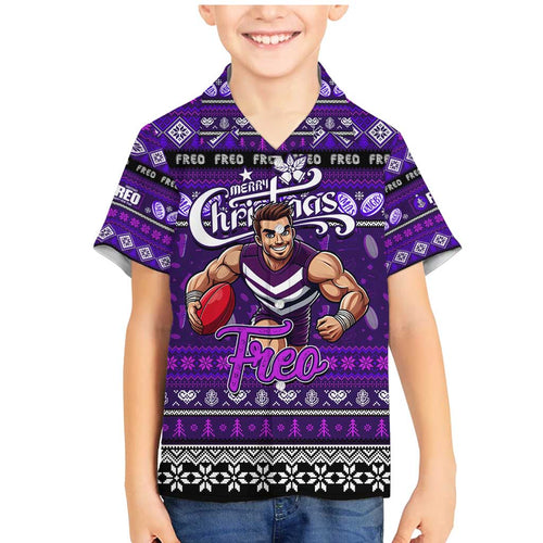 Personalized Freo Rugby Xmas Family Matching Mermaid Dress and Hawaiian Shirt Australia AFL Mascot