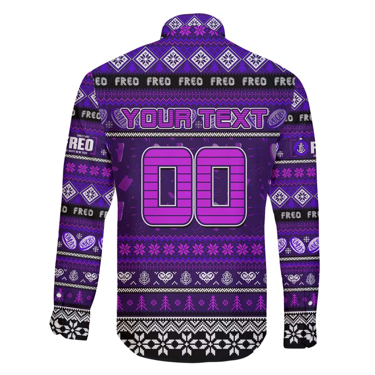 Personalized Freo Rugby Xmas Family Matching Off The Shoulder Long Sleeve Dress and Hawaiian Shirt Australia AFL Mascot
