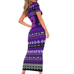 Personalized Freo Rugby Xmas Family Matching Short Sleeve Bodycon Dress and Hawaiian Shirt Australia AFL Mascot