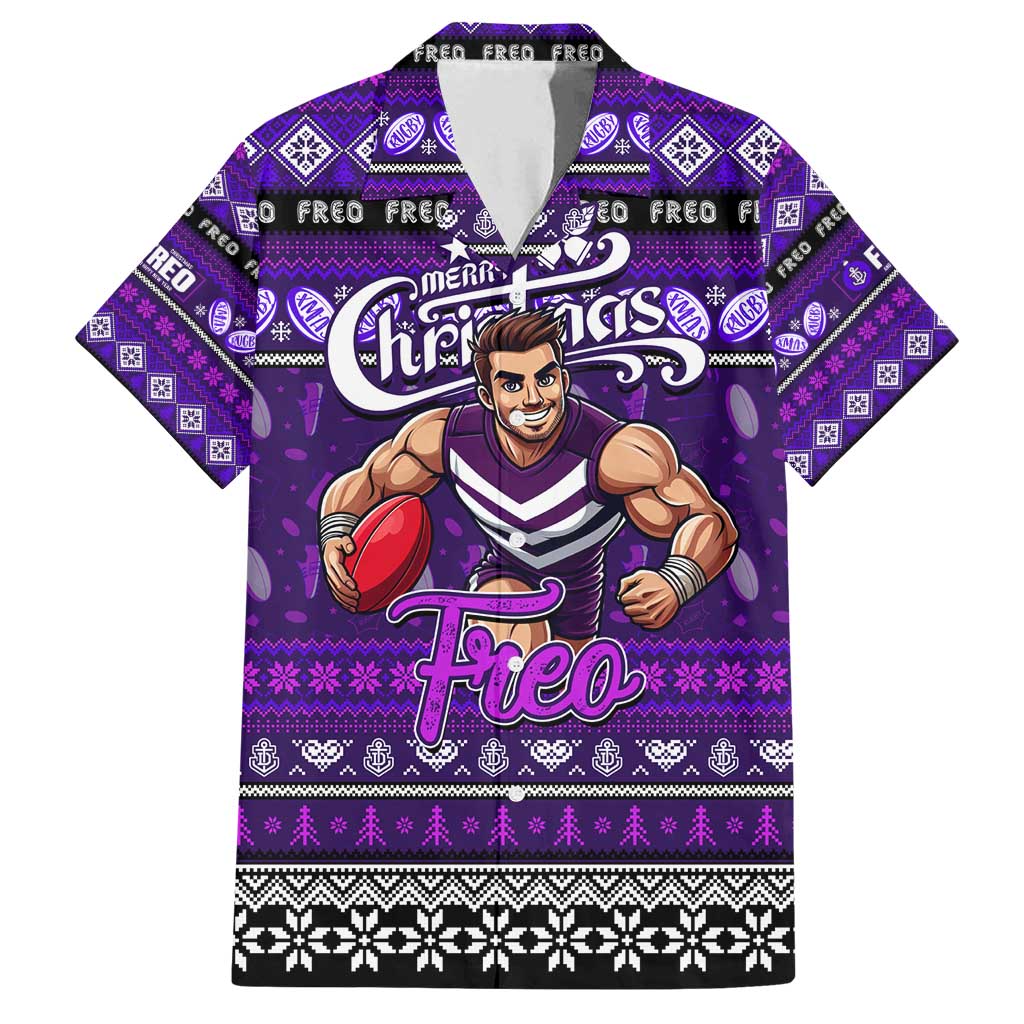 Personalized Freo Rugby Xmas Family Matching Summer Maxi Dress and Hawaiian Shirt Australia AFL Mascot