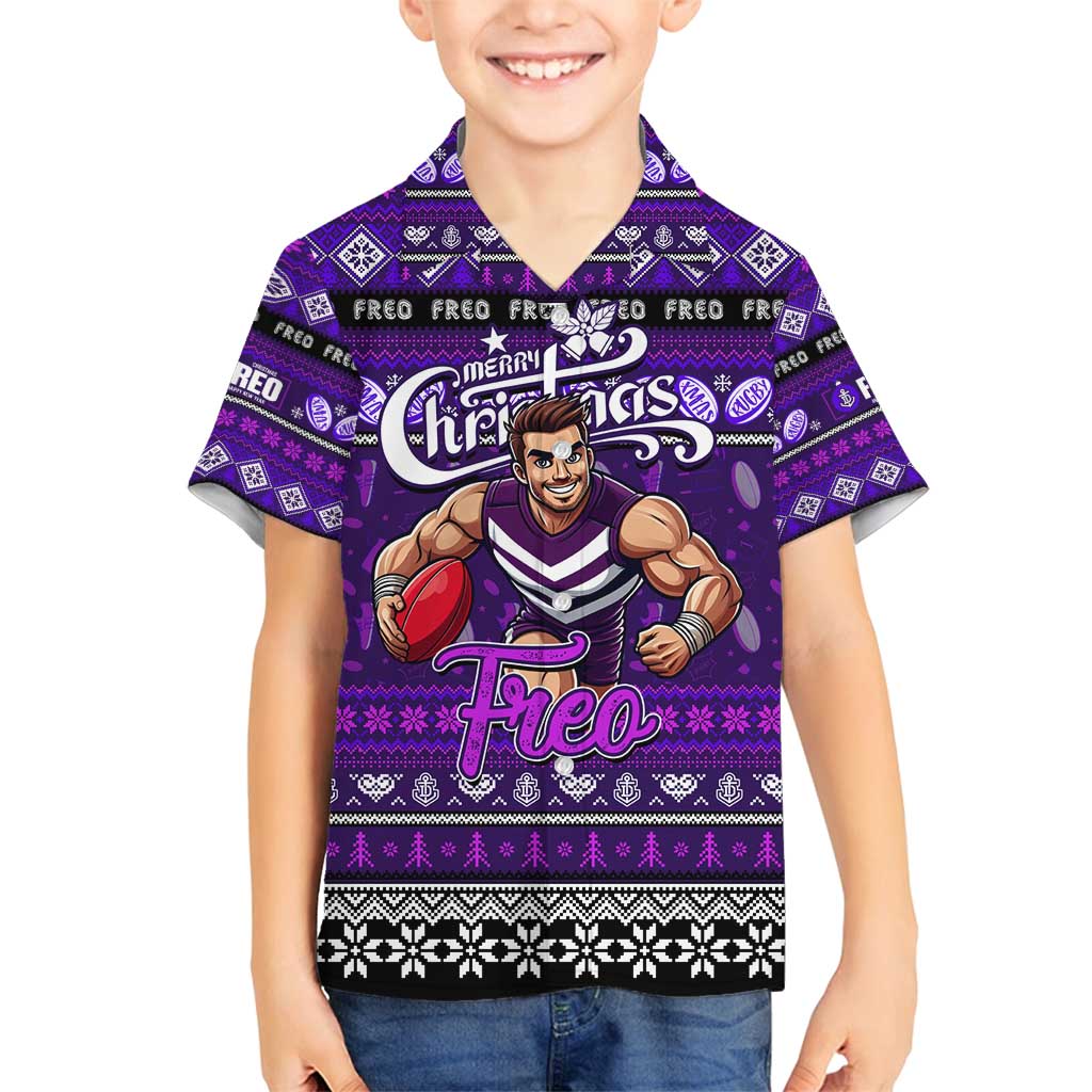 Personalized Freo Rugby Xmas Family Matching Summer Maxi Dress and Hawaiian Shirt Australia AFL Mascot
