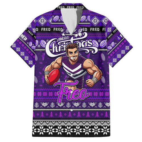Personalized Freo Rugby Xmas Family Matching Tank Maxi Dress and Hawaiian Shirt Australia AFL Mascot