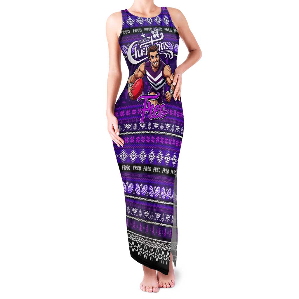 Personalized Freo Rugby Xmas Family Matching Tank Maxi Dress and Hawaiian Shirt Australia AFL Mascot