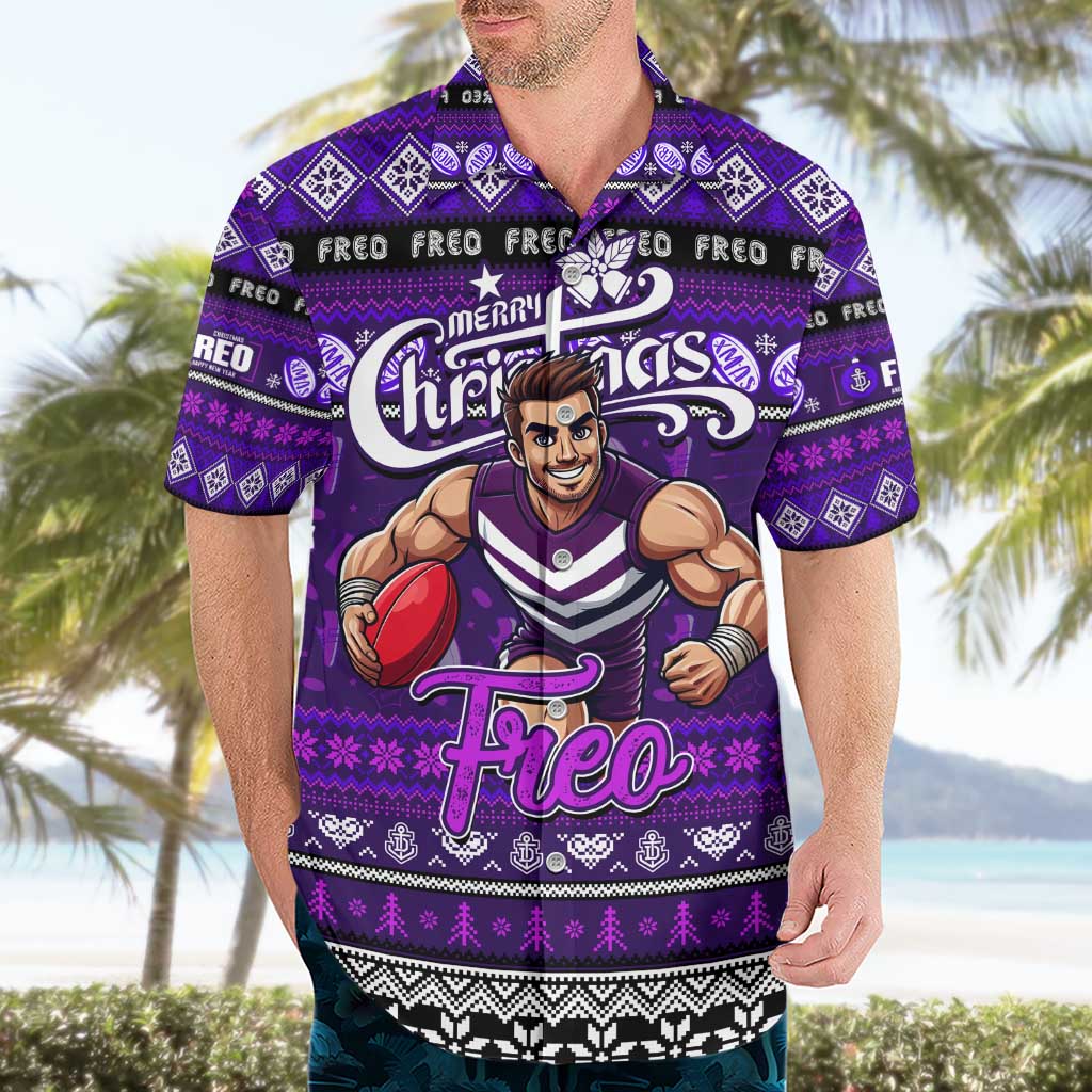 Personalized Freo Rugby Xmas Hawaiian Shirt Australia AFL Mascot