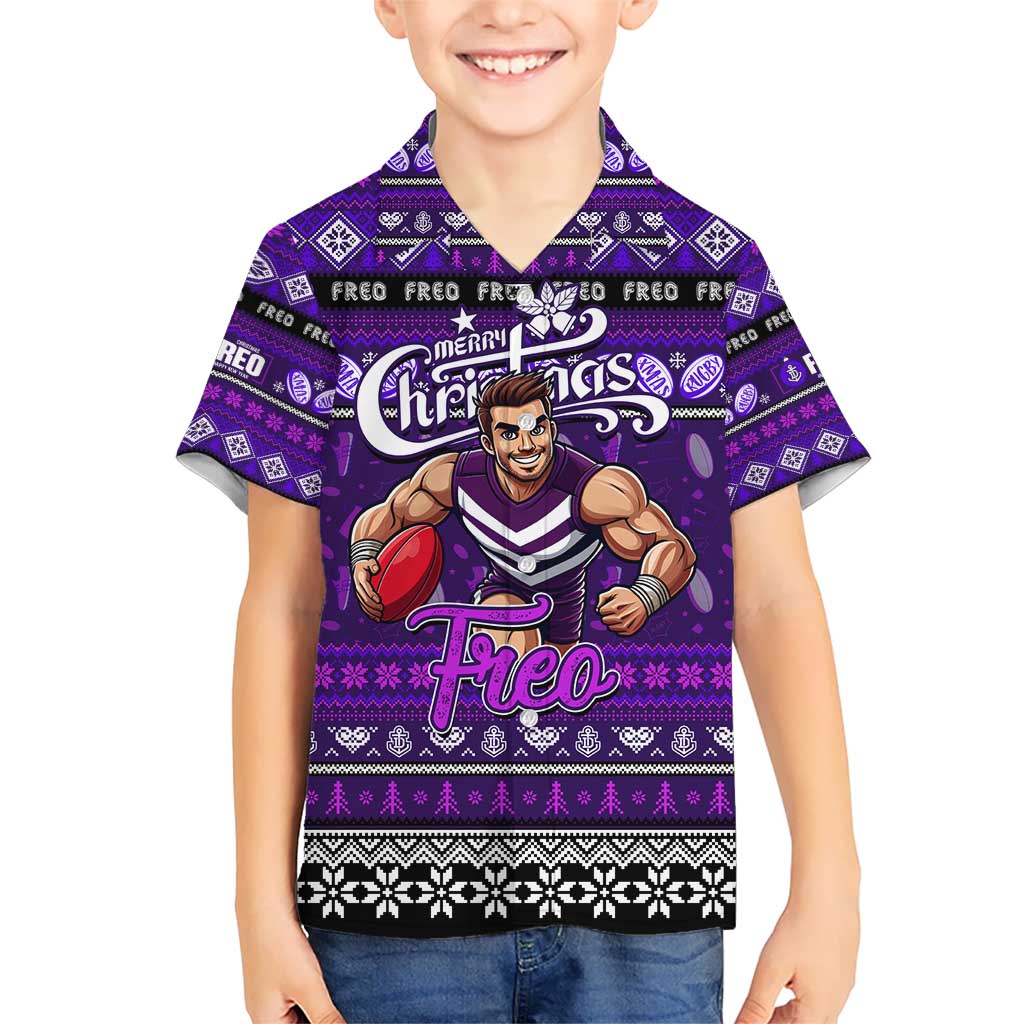 Personalized Freo Rugby Xmas Kid Hawaiian Shirt Australia AFL Mascot