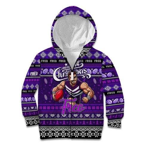 Personalized Freo Rugby Xmas Kid Hoodie Australia AFL Mascot