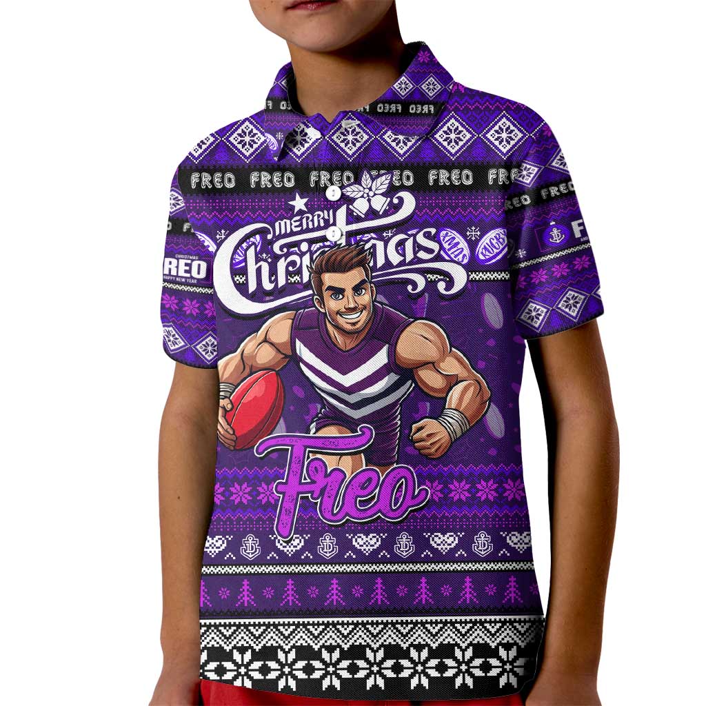 Personalized Freo Rugby Xmas Kid Polo Shirt Australia AFL Mascot