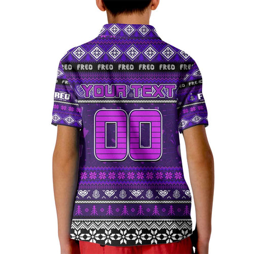 Personalized Freo Rugby Xmas Kid Polo Shirt Australia AFL Mascot