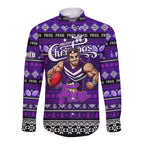 Personalized Freo Rugby Xmas Long Sleeve Button Shirt Australia AFL Mascot