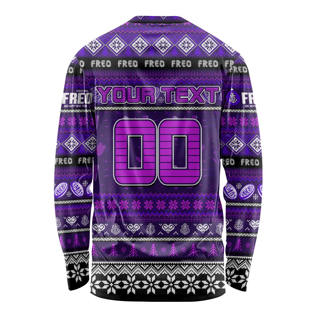 Personalized Freo Rugby Xmas Long Sleeve Shirt Australia AFL Mascot