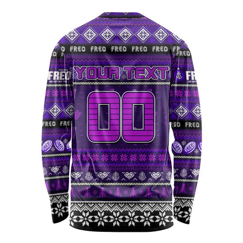 Personalized Freo Rugby Xmas Long Sleeve Shirt Australia AFL Mascot