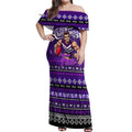 Personalized Freo Rugby Xmas Off Shoulder Maxi Dress Australia AFL Mascot