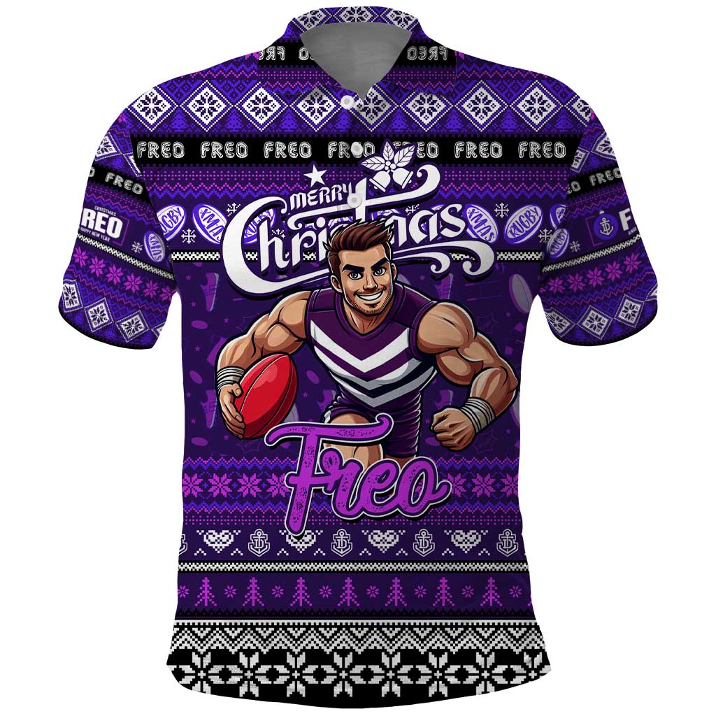Personalized Freo Rugby Xmas Polo Shirt Australia AFL Mascot