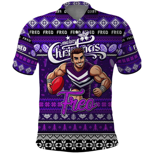 Personalized Freo Rugby Xmas Polo Shirt Australia AFL Mascot