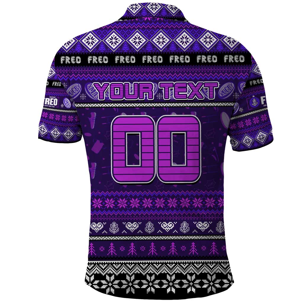 Personalized Freo Rugby Xmas Polo Shirt Australia AFL Mascot