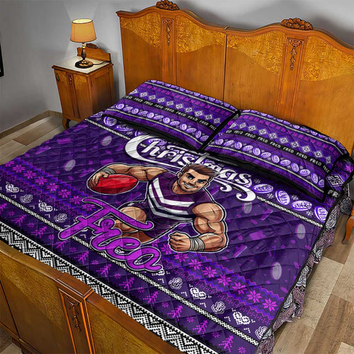 Freo Football Xmas Quilt Bed Set Australia AFL Mascot