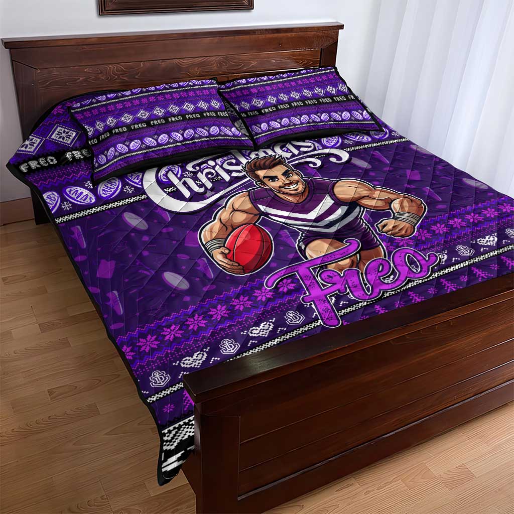 Freo Football Xmas Quilt Bed Set Australia AFL Mascot