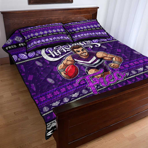 Freo Football Xmas Quilt Bed Set Australia AFL Mascot