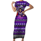 Personalized Freo Rugby Xmas Short Sleeve Bodycon Dress Australia AFL Mascot