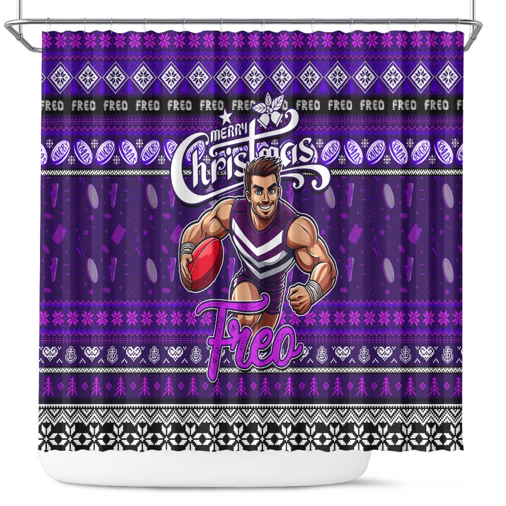Freo Football Xmas Shower Curtain Australia AFL Mascot