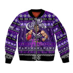 Personalized Freo Rugby Xmas Sleeve Zip Bomber Jacket Australia AFL Mascot