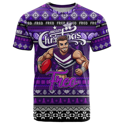 Personalized Freo Rugby Xmas T Shirt Australia AFL Mascot