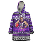 Personalized Freo Rugby Xmas Wearable Blanket Hoodie Australia AFL Mascot