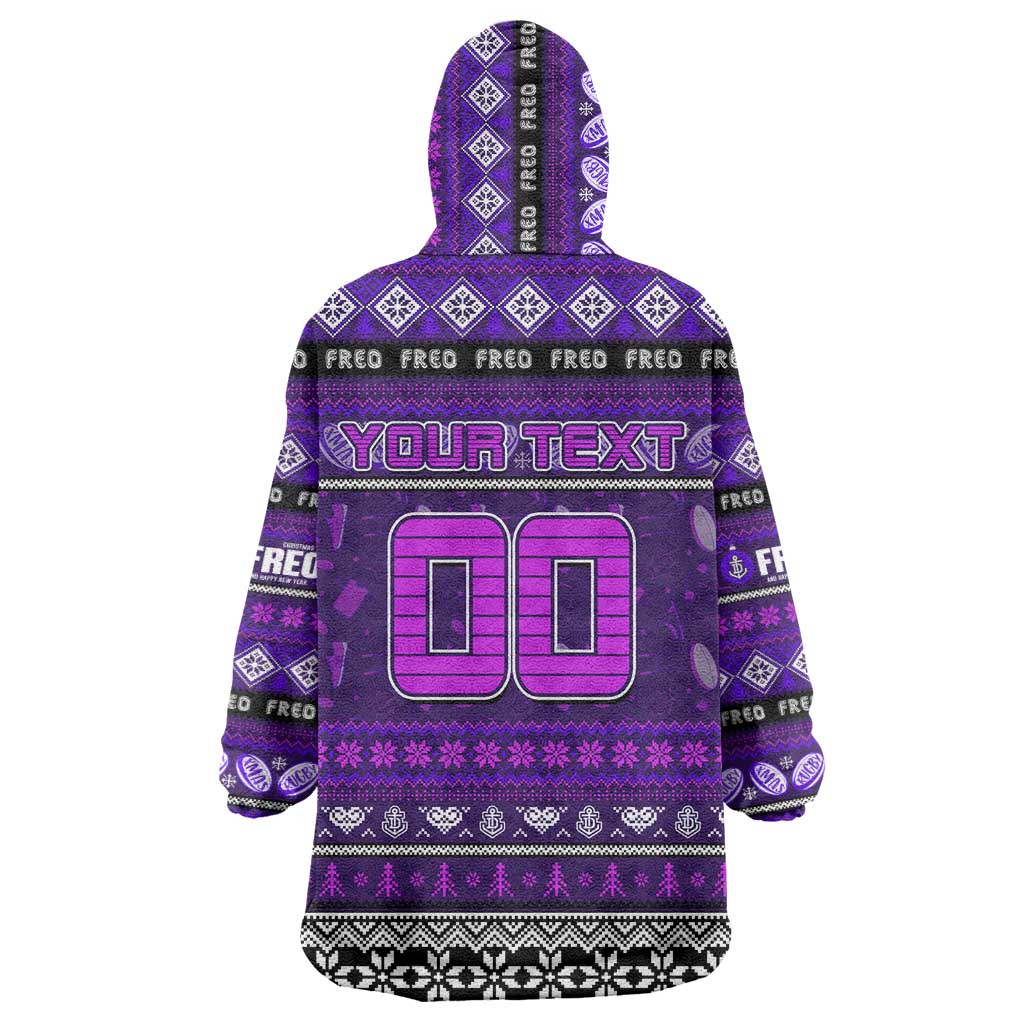 Personalized Freo Rugby Xmas Wearable Blanket Hoodie Australia AFL Mascot