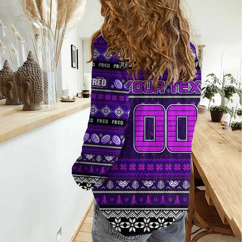 Personalized Freo Rugby Xmas Women Casual Shirt Australia AFL Mascot