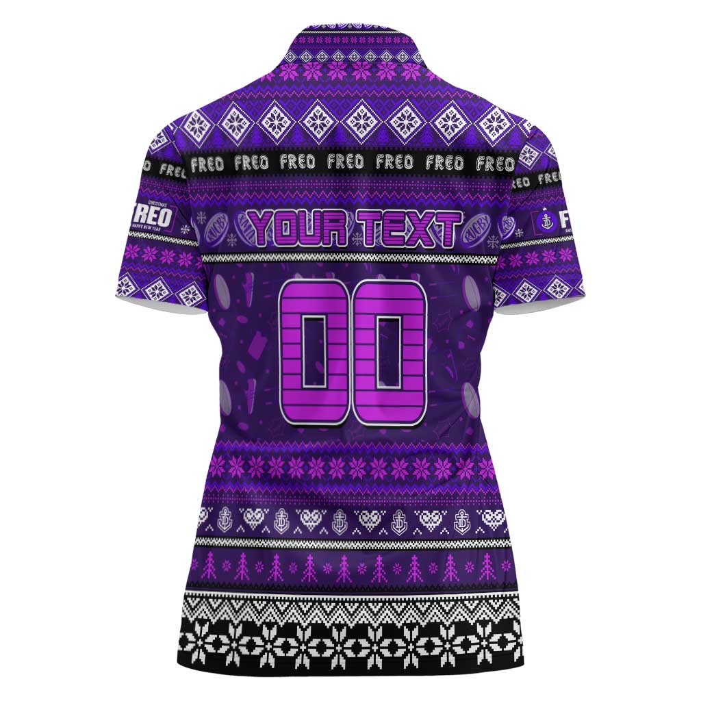Personalized Freo Rugby Xmas Women Polo Shirt Australia AFL Mascot