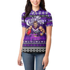 Personalized Freo Rugby Xmas Women Polo Shirt Australia AFL Mascot