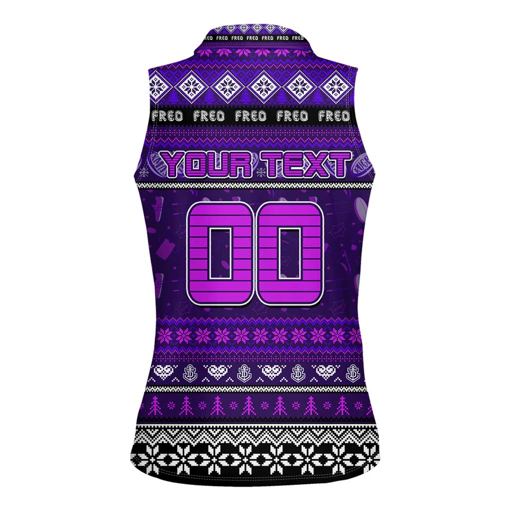 Personalized Freo Rugby Xmas Women Sleeveless Polo Shirt Australia AFL Mascot