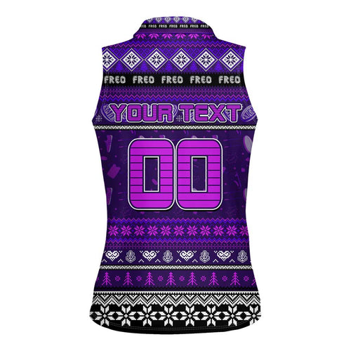 Personalized Freo Rugby Xmas Women Sleeveless Polo Shirt Australia AFL Mascot