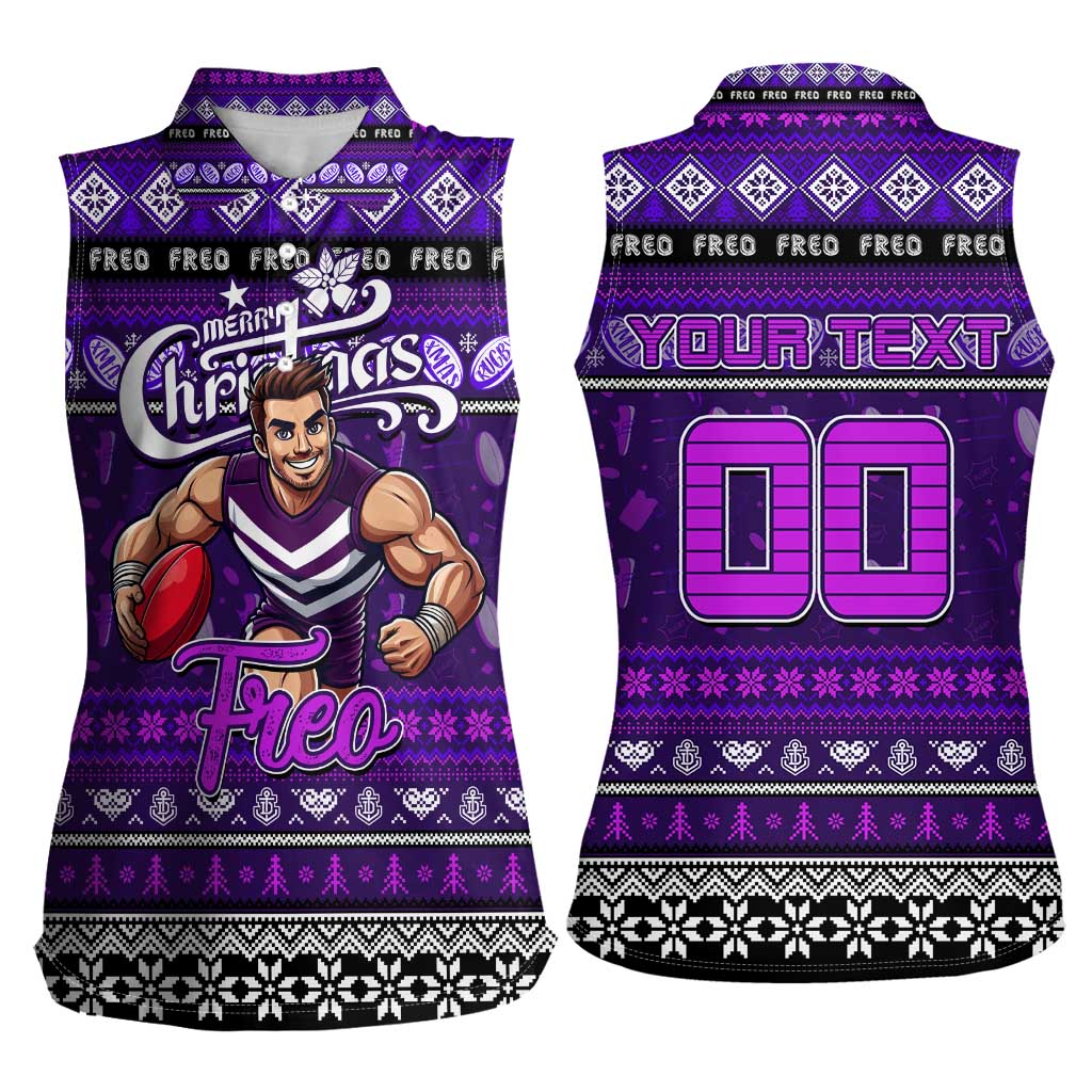 Personalized Freo Rugby Xmas Women Sleeveless Polo Shirt Australia AFL Mascot
