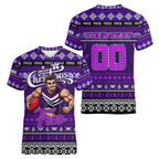Personalized Freo Rugby Xmas Women V-Neck T-Shirt Australia AFL Mascot