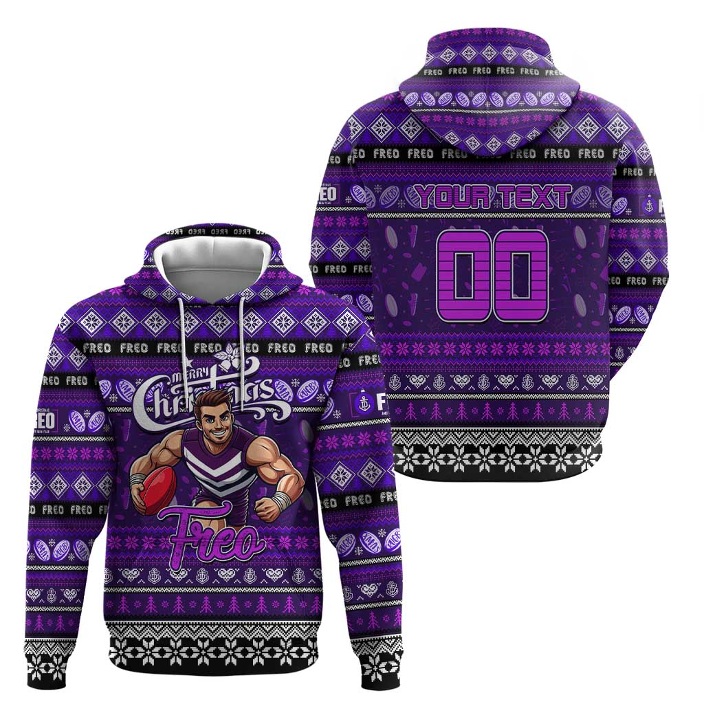 Personalized Freo Rugby Xmas Zip Hoodie Australia AFL Mascot