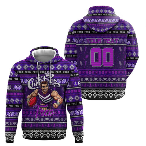 Personalized Freo Rugby Xmas Zip Hoodie Australia AFL Mascot