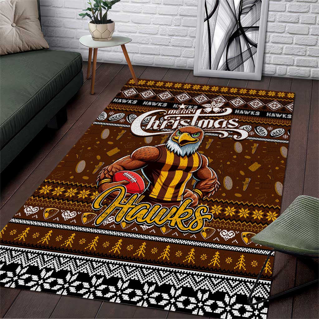 Hawks Football Xmas Area Rug Australia AFL Mascot