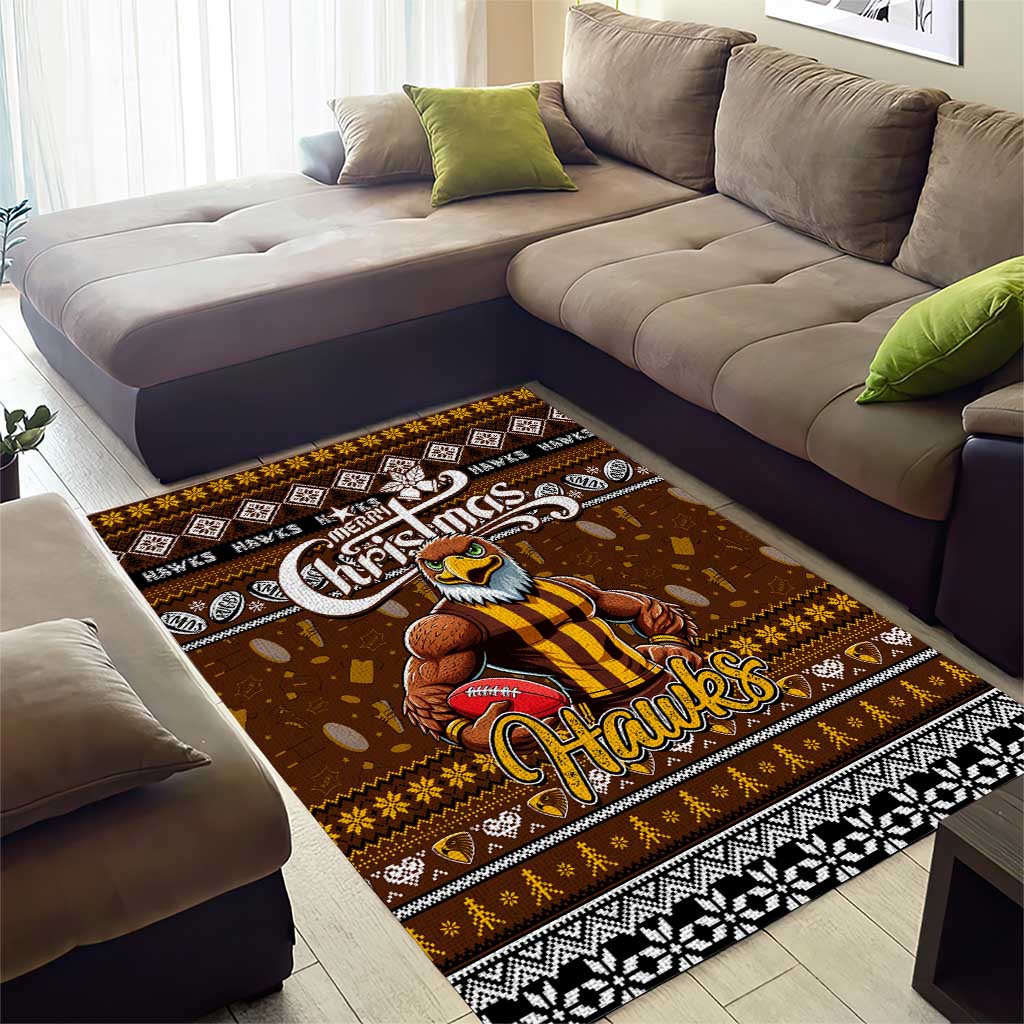 Hawks Football Xmas Area Rug Australia AFL Mascot